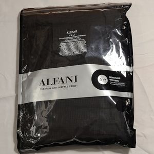 Alfani black thermal knit waffle shirt